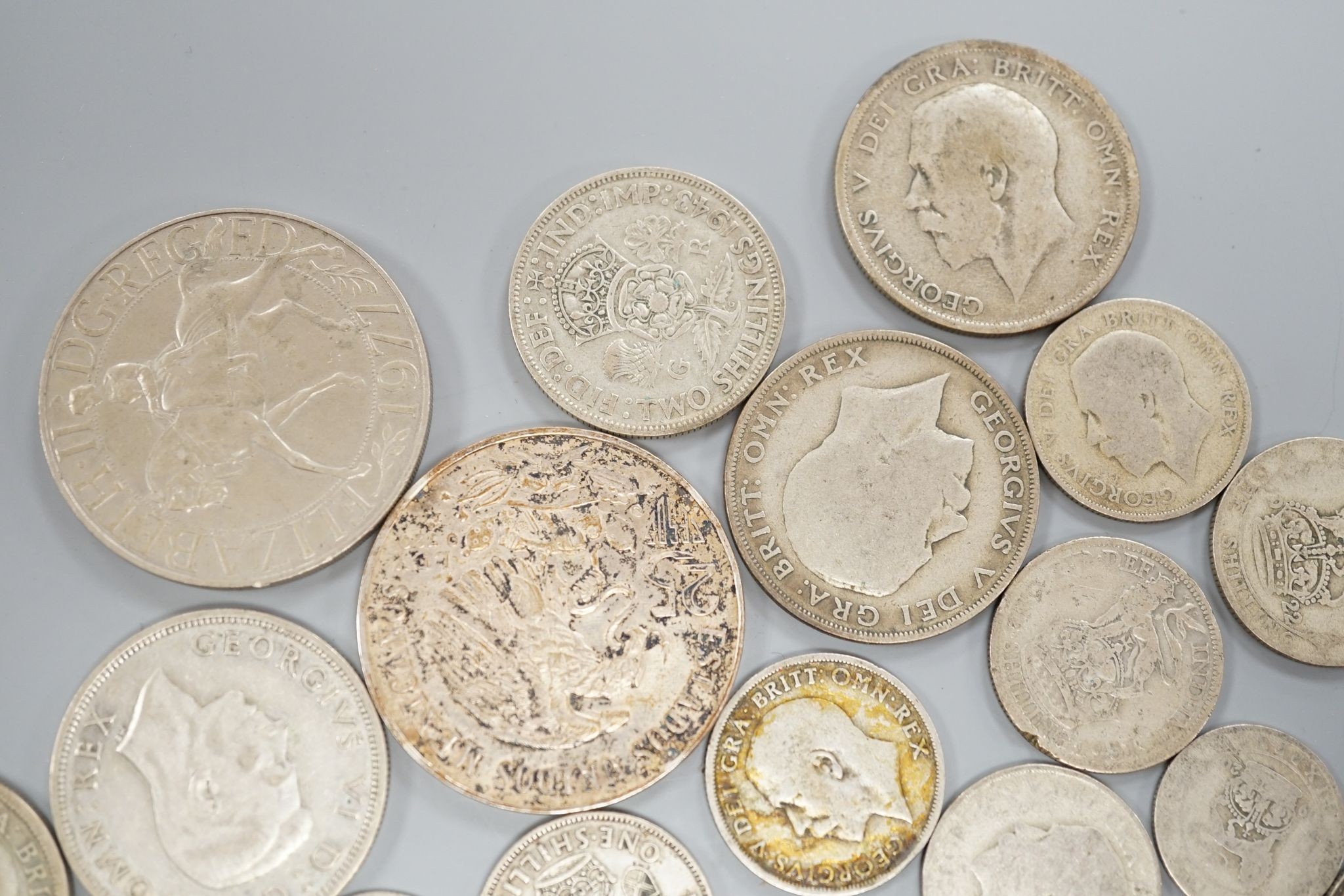 A group of George V and later coins